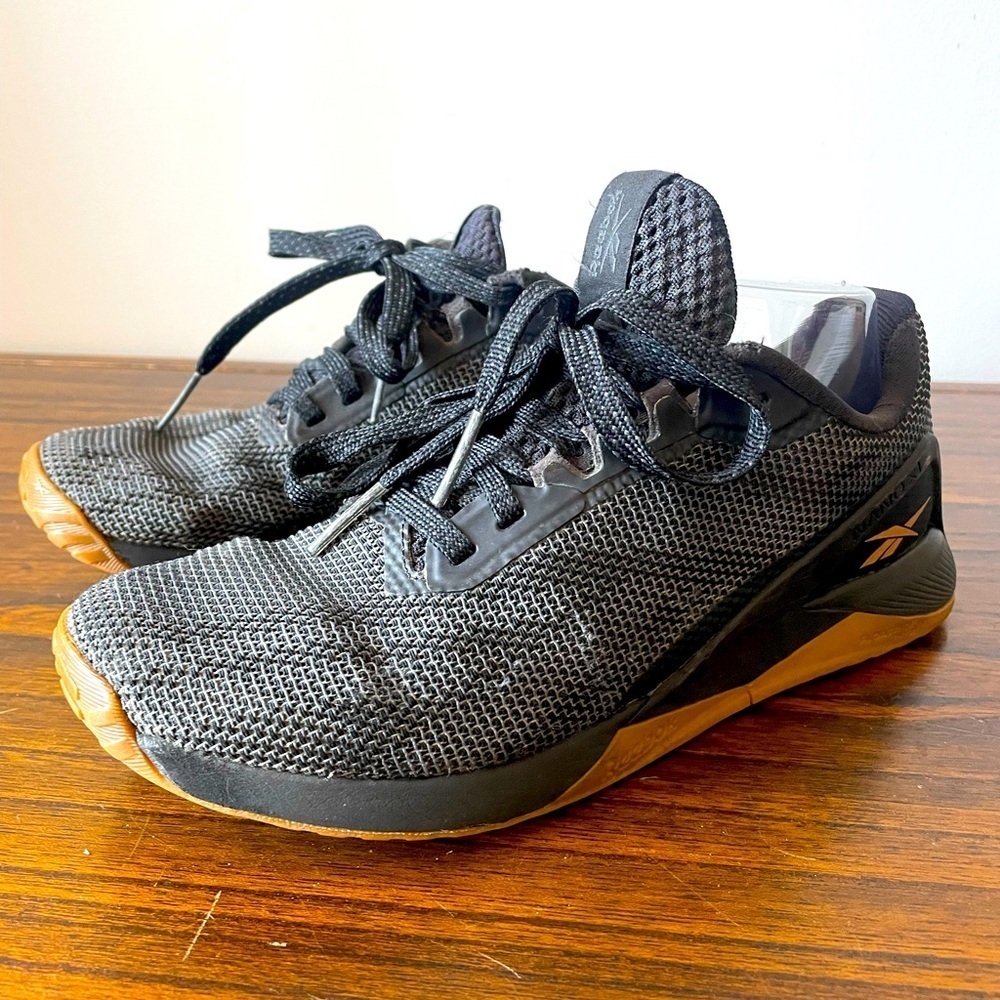 Reebok, women 7, Nano black mesh CrossFit zero drop fitness gym exercise workout
